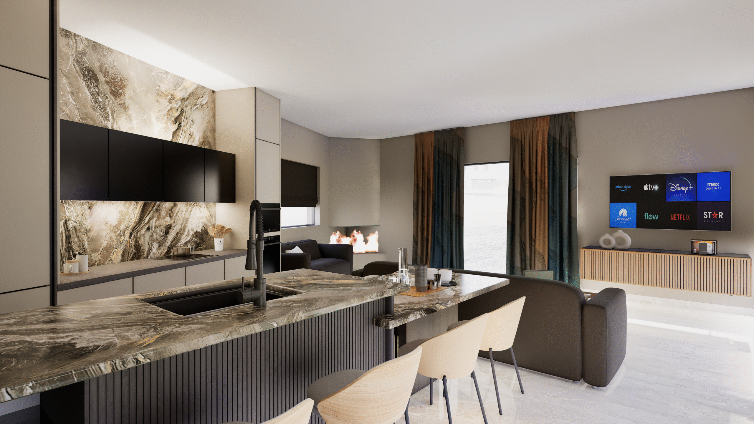 COCINA Y SALÓN EN ARMONIA